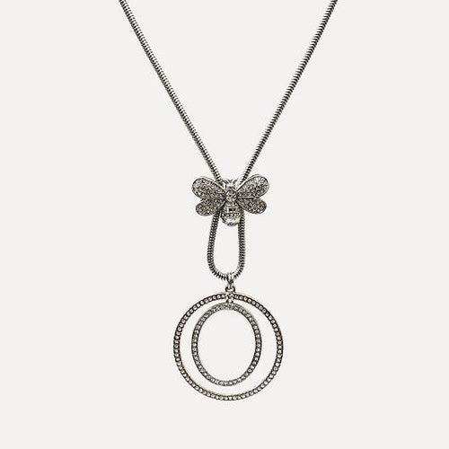 Crystal Bee on Snake Chain Necklace