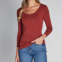 Load image into Gallery viewer, Bamboo 3/4 Sleeve Scoop Neck Top