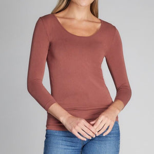 Bamboo 3/4 Sleeve Scoop Neck Top