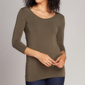 Bamboo 3/4 Sleeve Scoop Neck Top