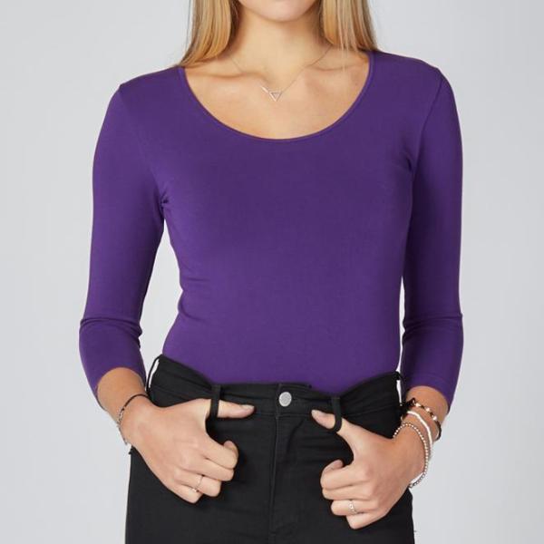 Bamboo 3/4 Sleeve Scoop Neck Top